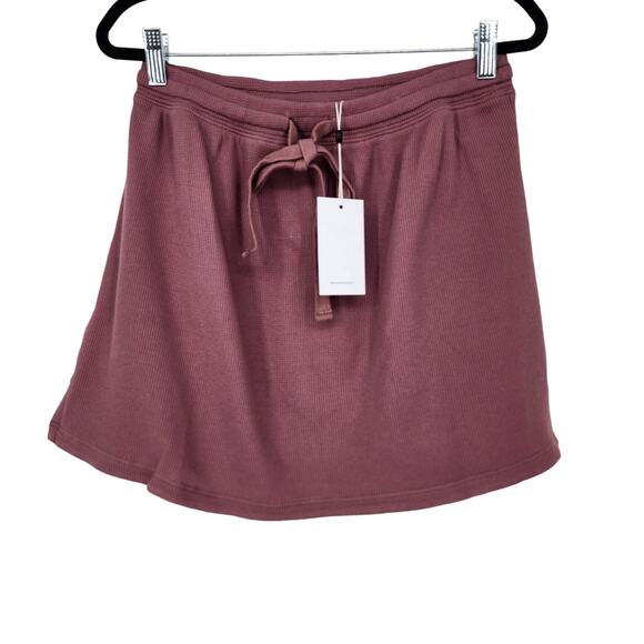 Lovers + Friends Thermal Knit Celeste Unlined Skirt in Deep Mauve Size Medium - Picture 2 of 5